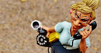 Vintage Secretary Figurine Talking On Rotary Phone