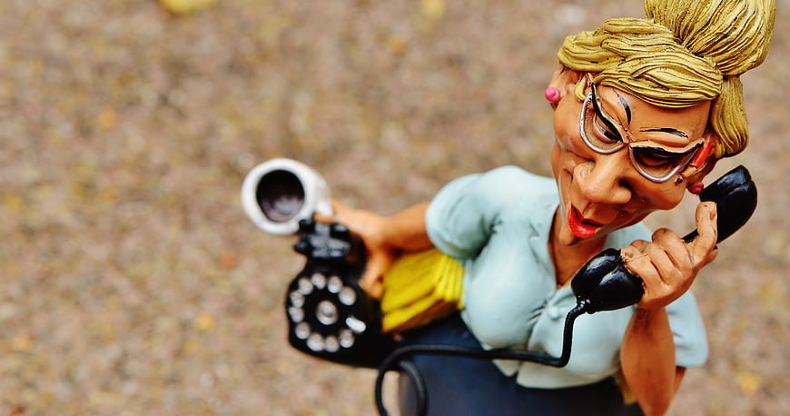 Vintage Secretary Figurine Talking On Rotary Phone