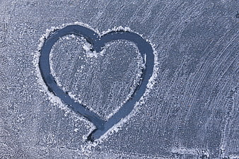 Heart Shape Drawn In Frosted Car Windshield Winter Background