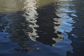 Abstract Reflection of Melbourne City Skyline on Yarra River Water