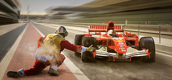 Formula 1 Ferrari Pit Stop Action Shot