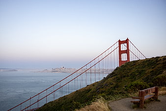 Golden Gate Bridge View from Cliffside Bench