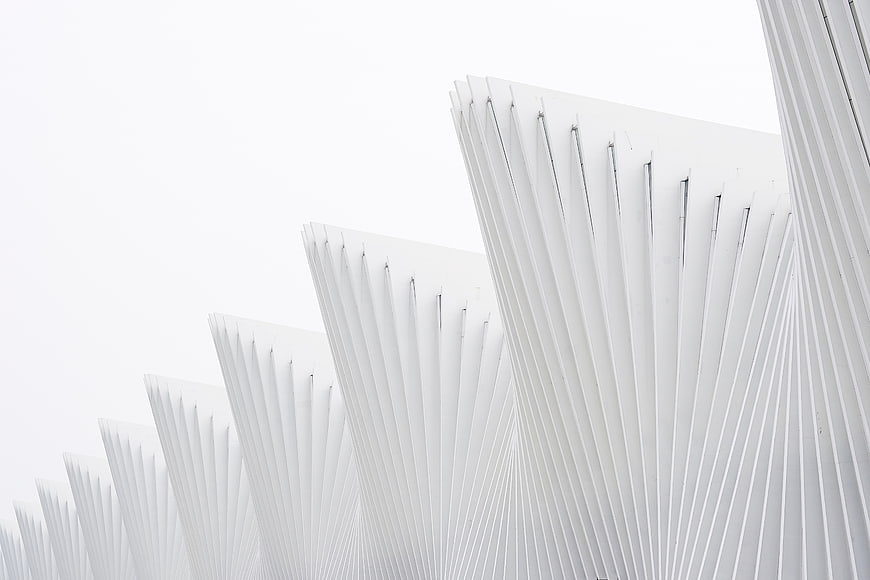 Abstract White Architectural Structure with Geometric Lines