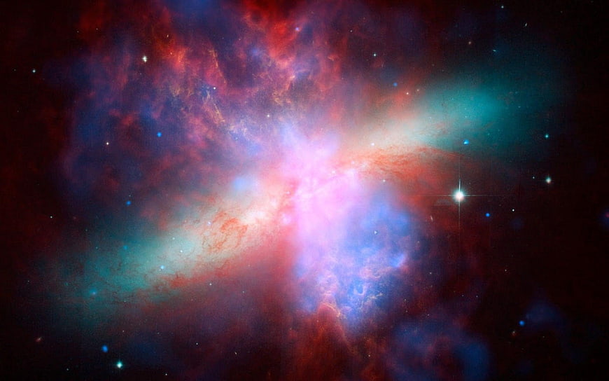 Vibrant Messier 82 Irregular Galaxy Deep Space Nebula Star Field
