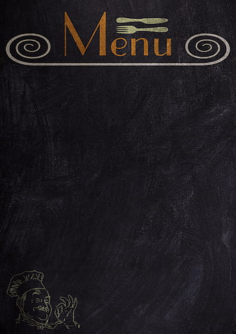 Black Chalkboard Menu Template with Chef Illustration