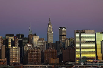 New York City Manhattan Skyline at Dawn Featuring Chrysler Building