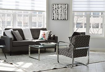 Modern Gray Living Room with Sofa and Chair