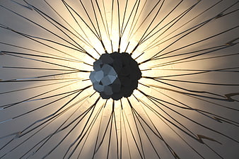 Abstract Geometric Ceiling Light Fixture With Radiating Metal Spikes