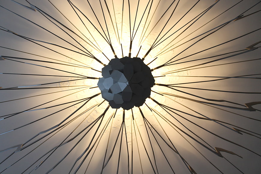 Abstract Geometric Ceiling Light Fixture With Radiating Metal Spikes