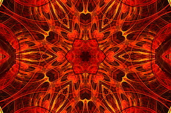 Abstract red and orange kaleidoscope pattern background