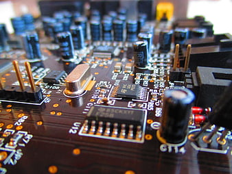 Close-up of electronic circuit board components