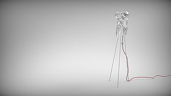 Transparent Tooth Floor Lamp Concept on Gray Background