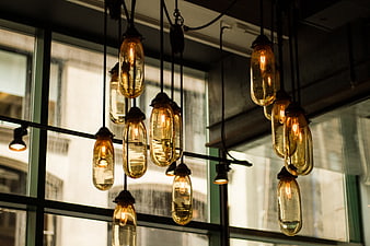 Vintage Edison Bulb Chandelier in Industrial Loft Interior