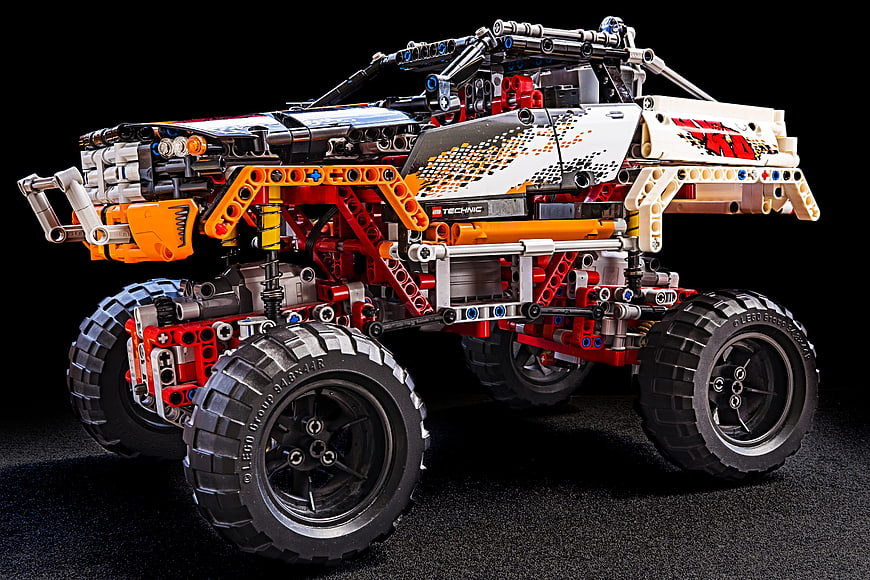 Lego Technic Monster Truck Model On Black Background