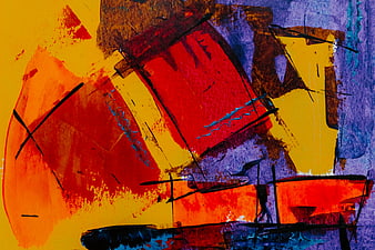 Vibrant Abstract Acrylic Painting with Bold Colors and Texture