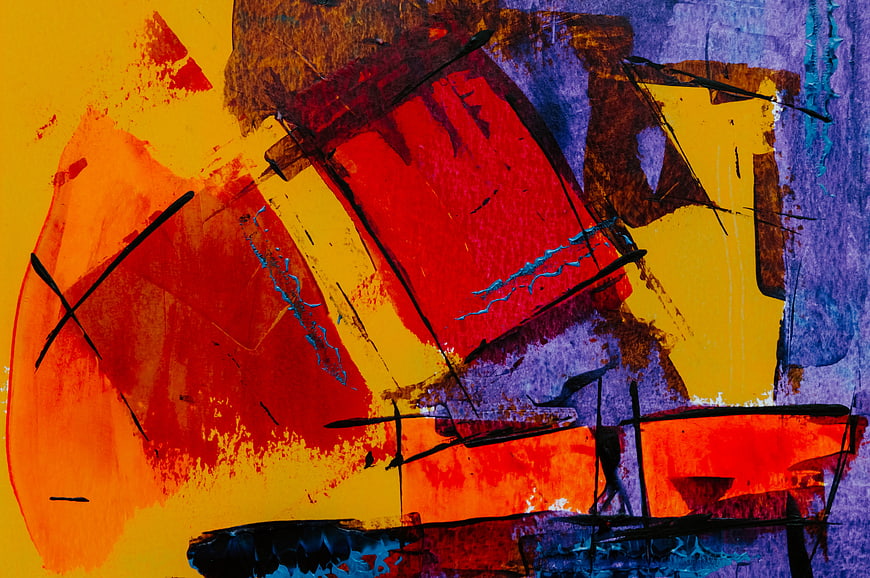 Vibrant Abstract Acrylic Painting with Bold Colors and Texture