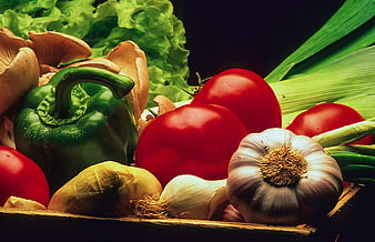 Fresh Assorted Vegetables in Wooden Crate