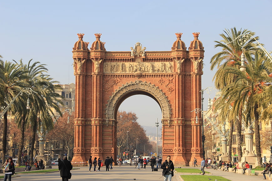 Arc de Triomf Barcelona Spain with Palm Trees