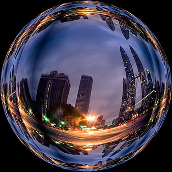 Petri View Reflection of Kuala Lumpur City Skyline at Dusk