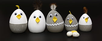 Handmade Concrete Easter Chick Crafts With Feathers And Sugar Eggs