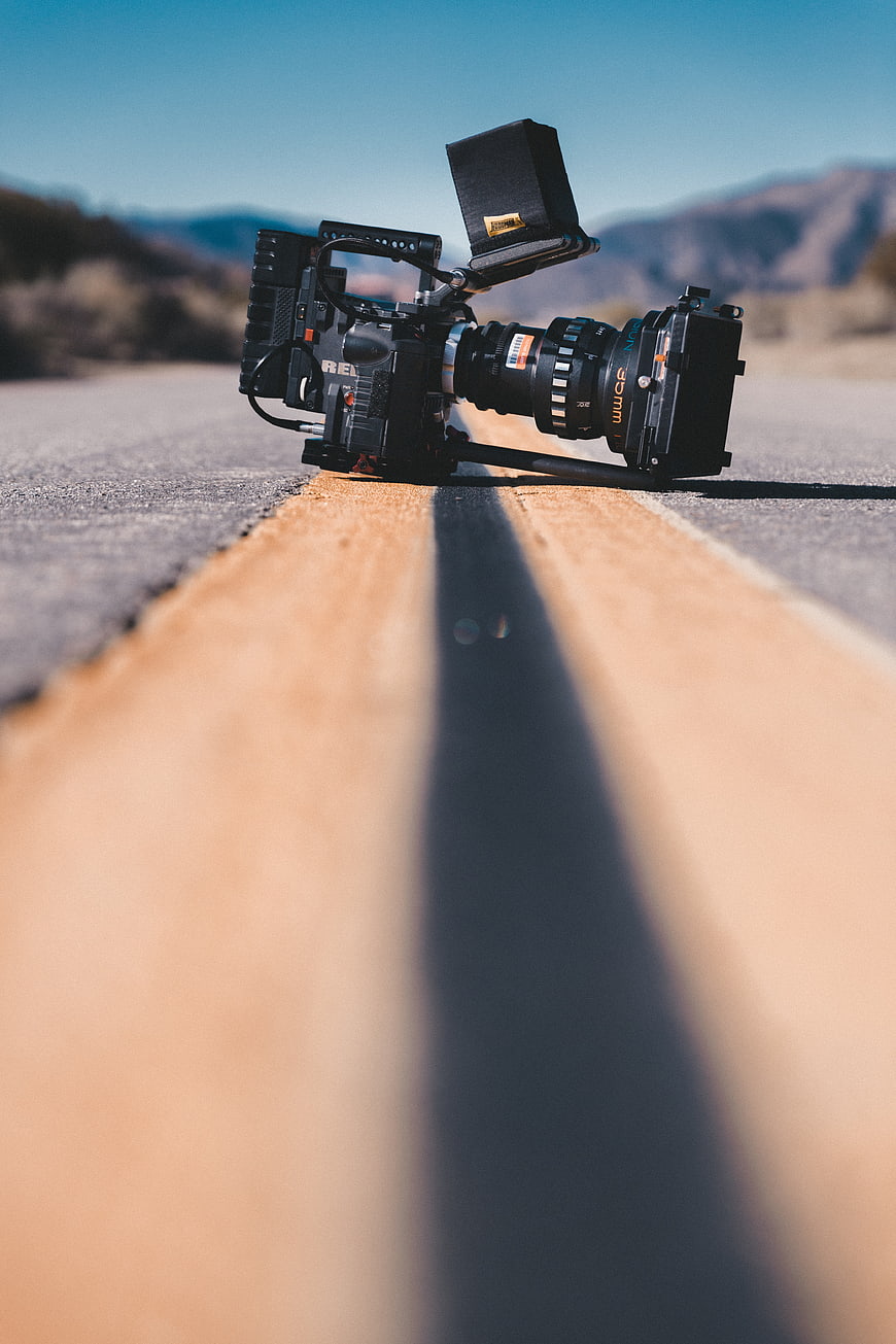 Professional Cinema Camera on Desert Road