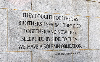 Admiral Chester W. Nimitz Quote Engraved on Granite Memorial Wall