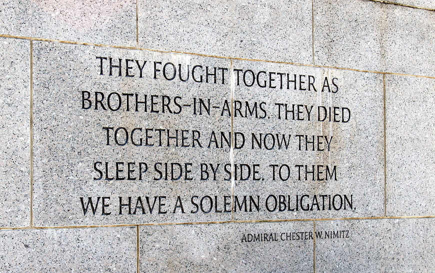 Admiral Chester W. Nimitz Quote Engraved on Granite Memorial Wall