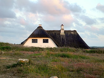 Traditional Thatched Roof House in West Jutland, Denmark
