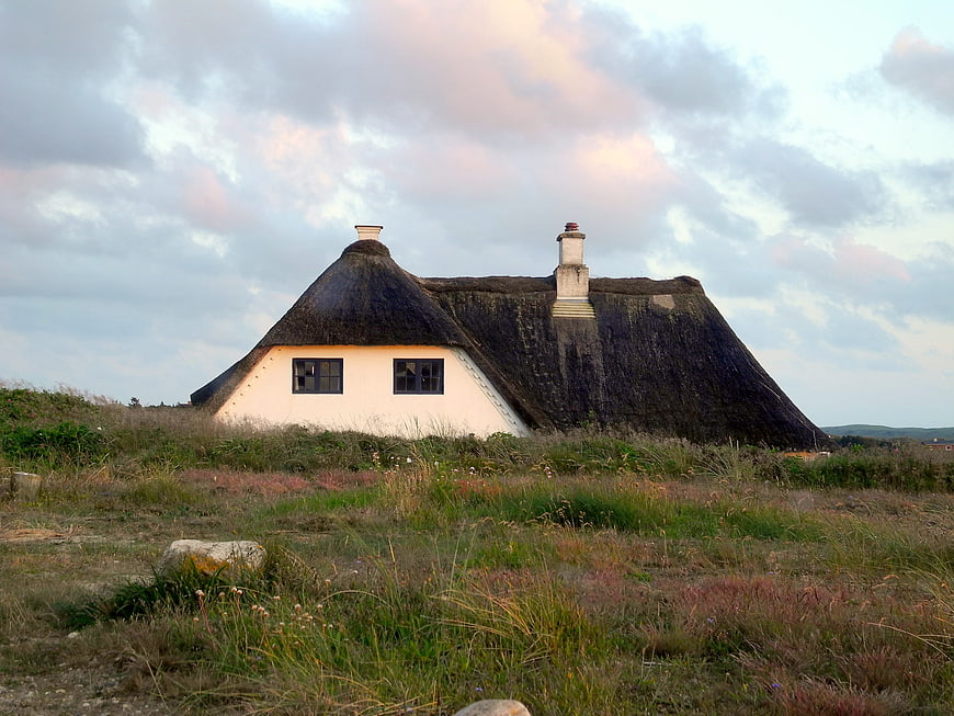 Traditional Thatched Roof House in West Jutland, Denmark