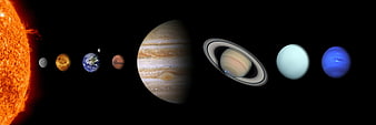 Solar System Planets Arranged in Order Against Black Space Background