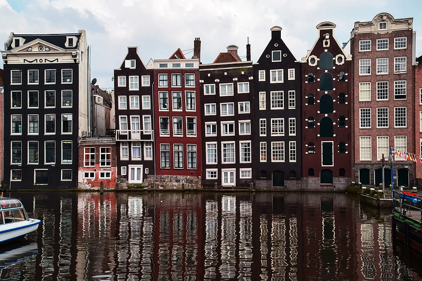 Traditional Dutch Canal Houses in Amsterdam