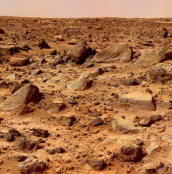 Red Mars Surface Landscape with Rocks and Dust