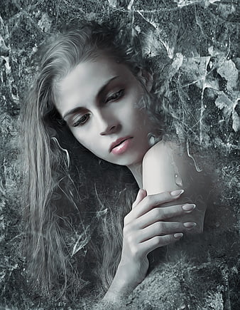 Gothic Fantasy Portrait of a Woman with Frost and Ice