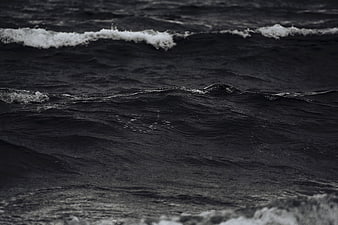 Dramatic Black and White Ocean Waves Texture