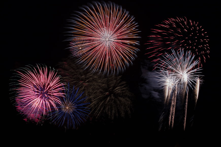 Colorful Fireworks Display in Night Sky