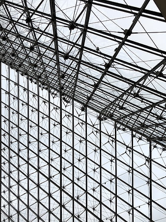 Abstract geometric glass pyramid architecture structure