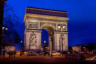 Arc de Triomphe at Night in Paris, France