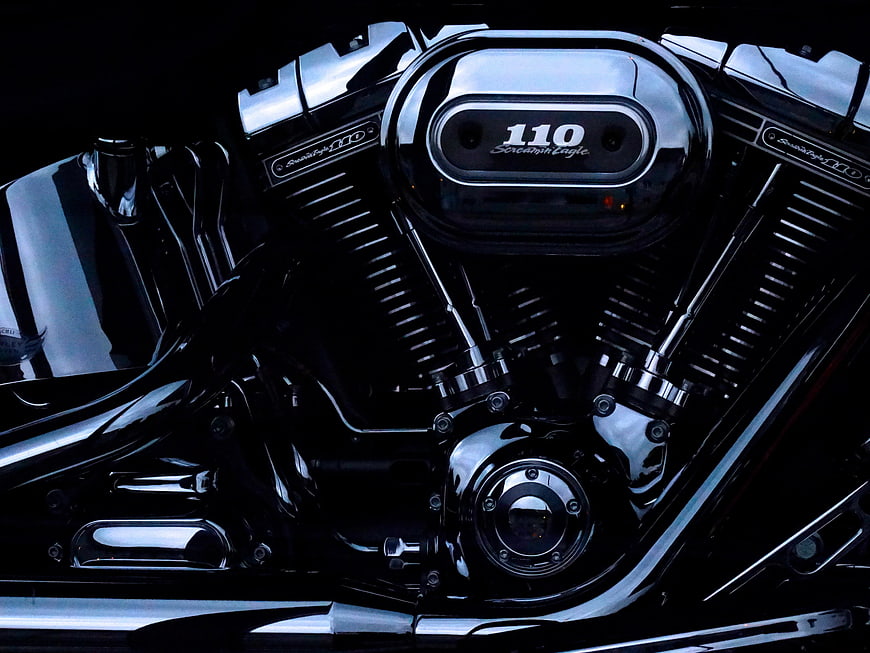 Close-up of Harley-Davidson Screamin Eagle 110 Engine