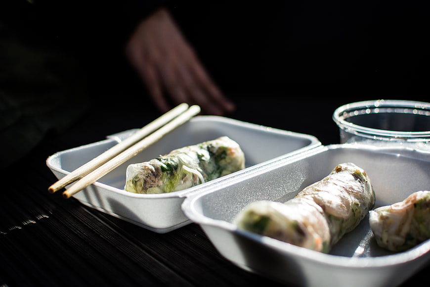 Vietnamese Spring Rolls in Takeaway Containers