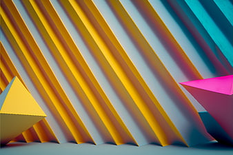 Abstract 3D Geometric Shapes with Vibrant Diagonal Stripes