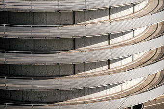 Abstract Curved Concrete Parking Garage Architecture
