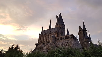 Hogwarts Castle At Dusk In Universal Studios Japan