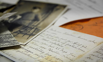 Vintage handwritten letter and old sepia photograph