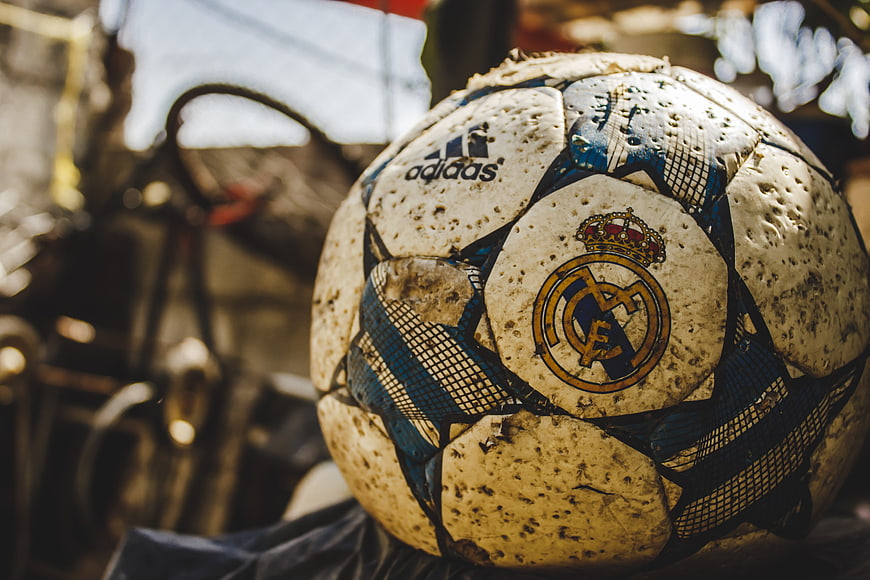 Weathered Real Madrid Soccer Ball Close-Up