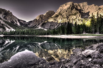 Dramatic Mountain Lake Reflection at Sunset
