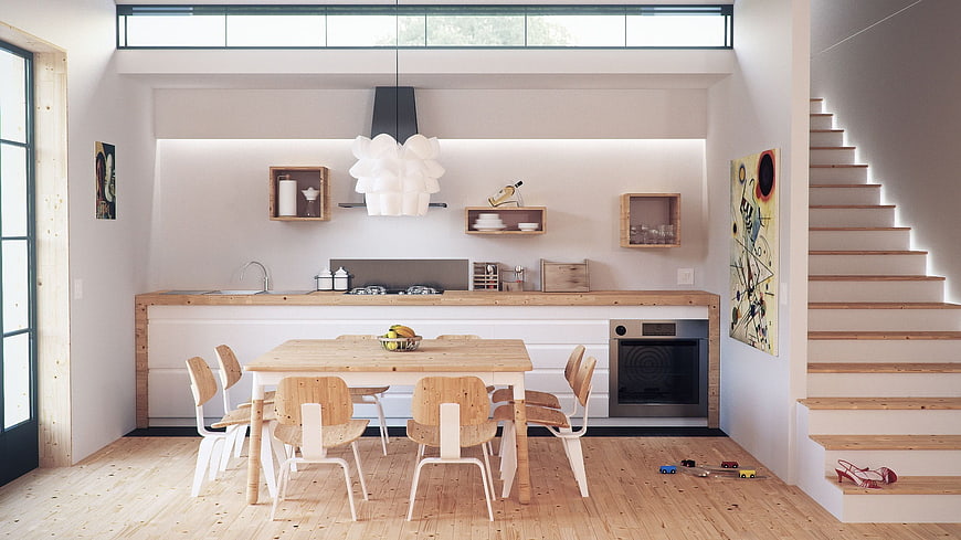 Modern Scandinavian Kitchen and Dining Room Interior Design