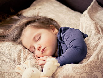 Sleeping Toddler Girl with Stuffed Bunny Toy
