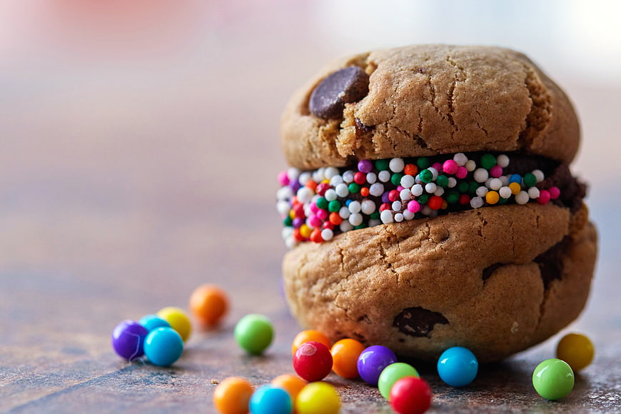 Chocolate Chip Cookie Sandwich with Sprinkles