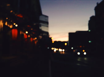Abstract Blurred City Street Lights at Dusk