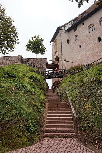 Stone stairs leading up to Wartburg Castle in Eisenach, Germany